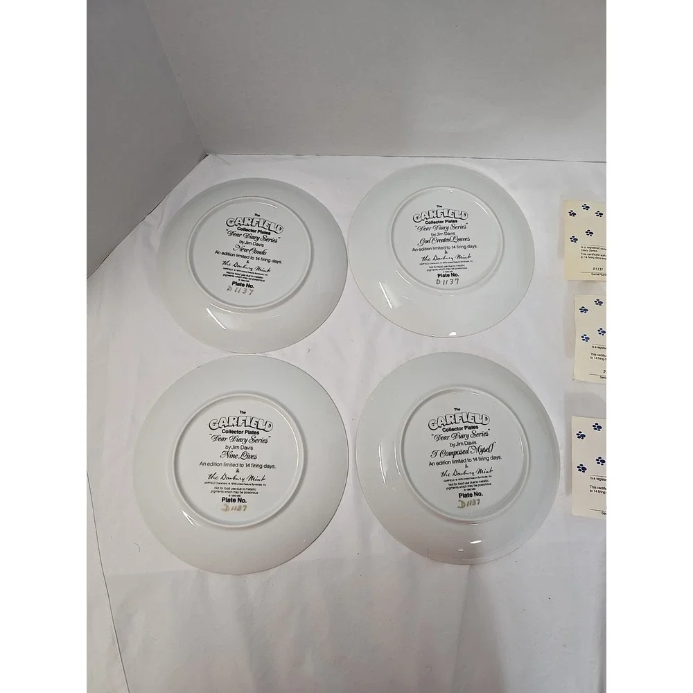 4Vintage Danbury Mint Collector Plates Garfield Cat Jim Davis Comic Strip